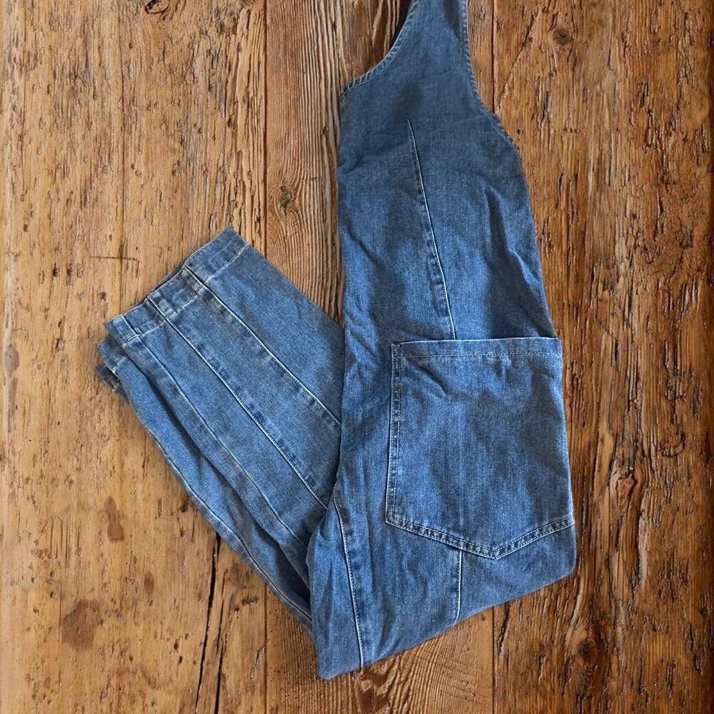 Blue denim bib overalls medium